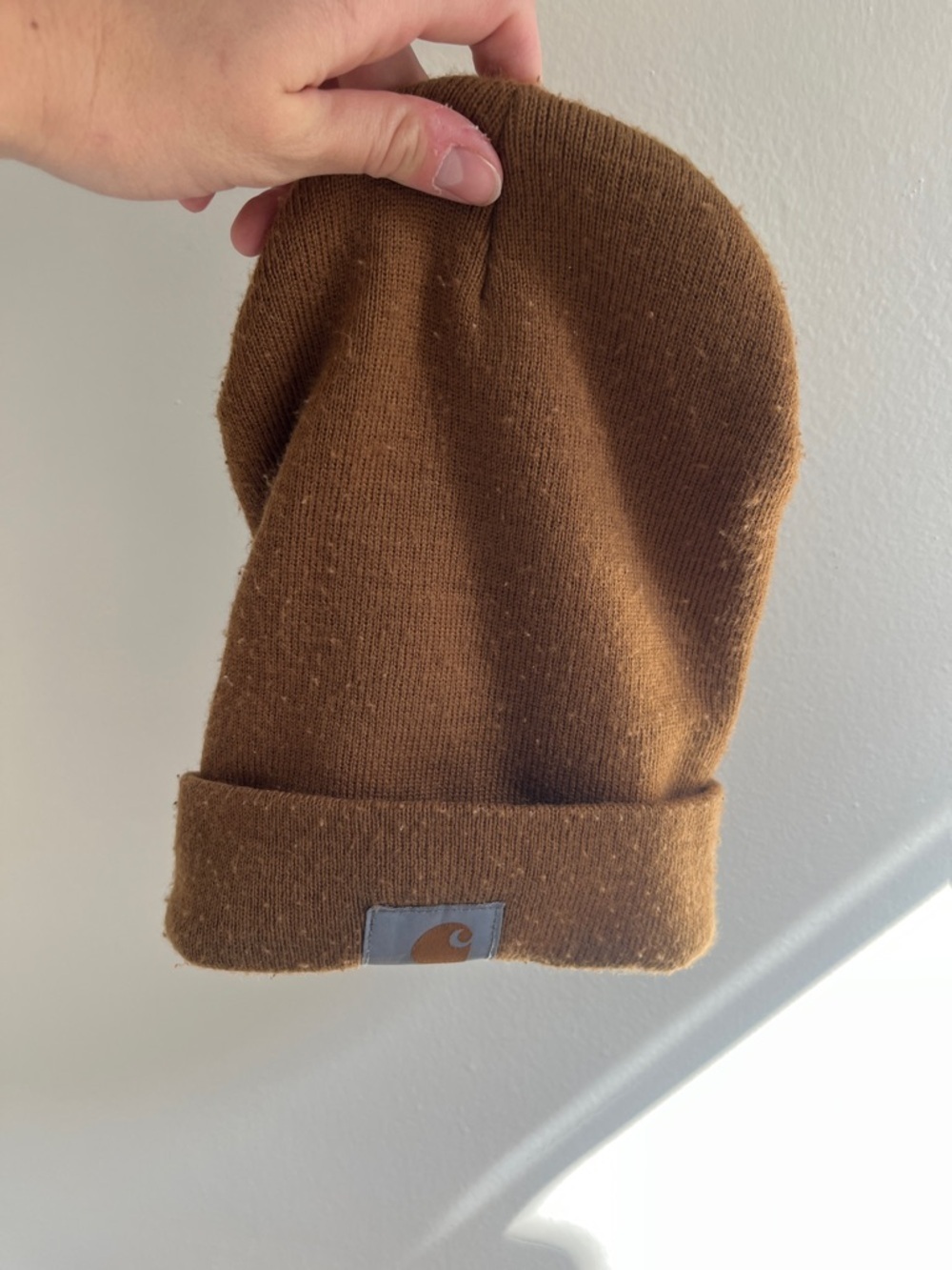 Carhartt Brown Cuffed Knit Beanie with Logo Patch